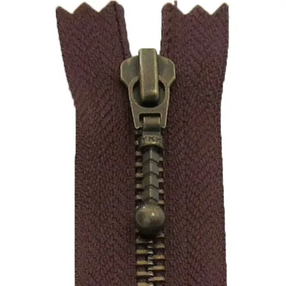 YKK kuglelynlås 20–35 cm, brun (antik messing)