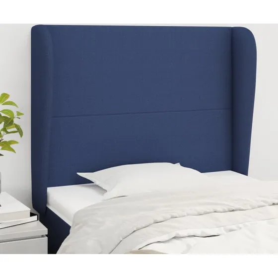 vidaXL sengegavl med kanter blå 103x23x118/128 cm