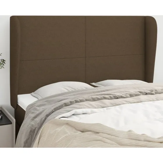 vidaXL sengegavl med kanter 147x23x118/128 cm mørkebrun