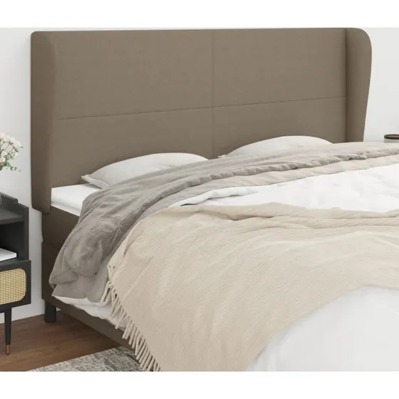 vidaXL sengegavl med kanter 163x23x118/128 cm stof gråbrun