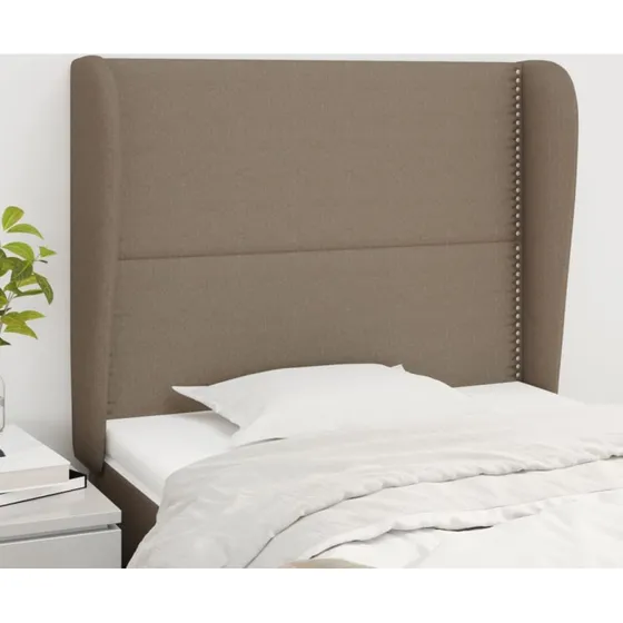 vidaXL sengegavl med kanter 103x23x118/128 cm stof gråbrun