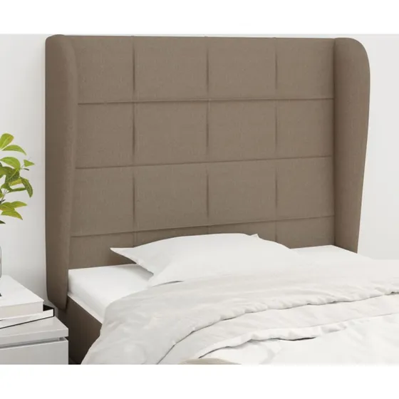 vidaXL sengegavl med kanter 83x23x118/128 cm stof gråbrun