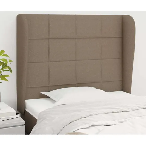 vidaXL sengegavl med kanter 93x23x118/128 cm stof gråbrun
