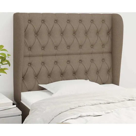 vidaXL sengegavl med kanter 93x23x118/128 cm stof gråbrun