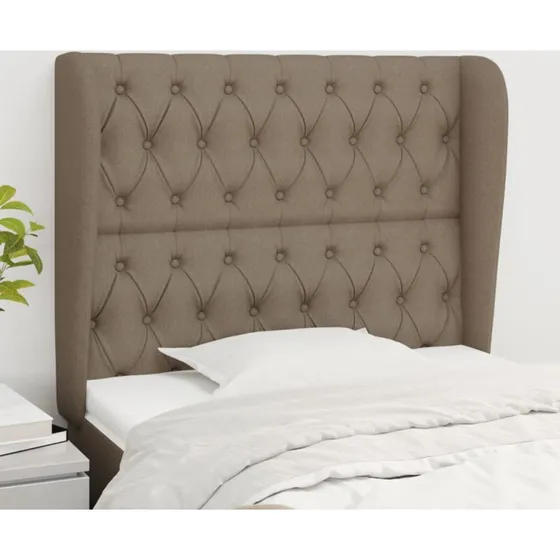 vidaXL sengegavl med kanter 103x23x118/128 cm stof gråbrun