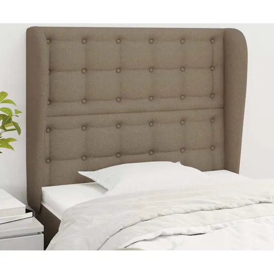 vidaXL sengegavl med kanter 93x23x118/128 cm stof gråbrun