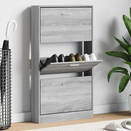 vidaXL skoskab 59x17x108 cm grå Sonoma-eg