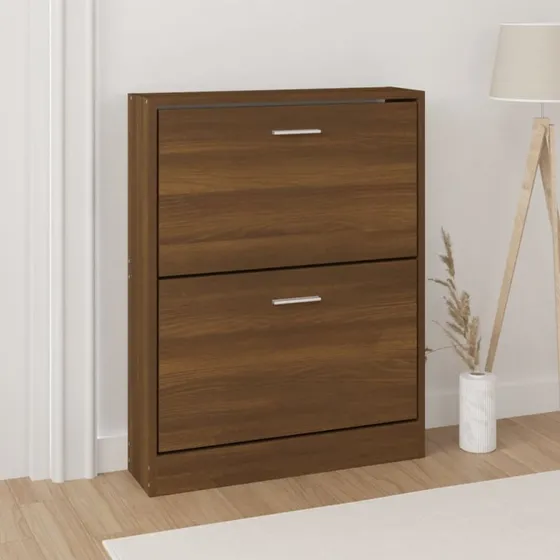 vidaXL skoskab 59x17x81 cm konstrueret træ brun egetræ