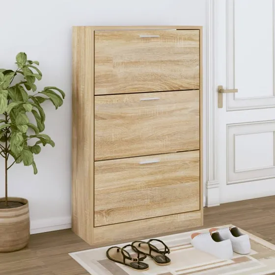 vidaXL skoskab 63x24x103 cm sonoma-eg (konstrueret træ)