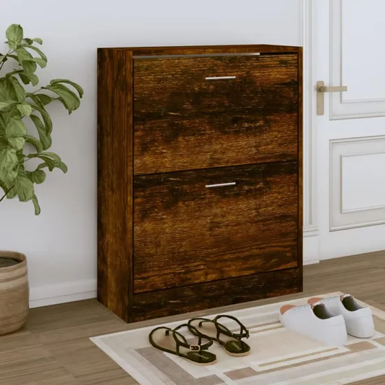 vidaXL skoskab 63x24x81 cm - røget egetræ