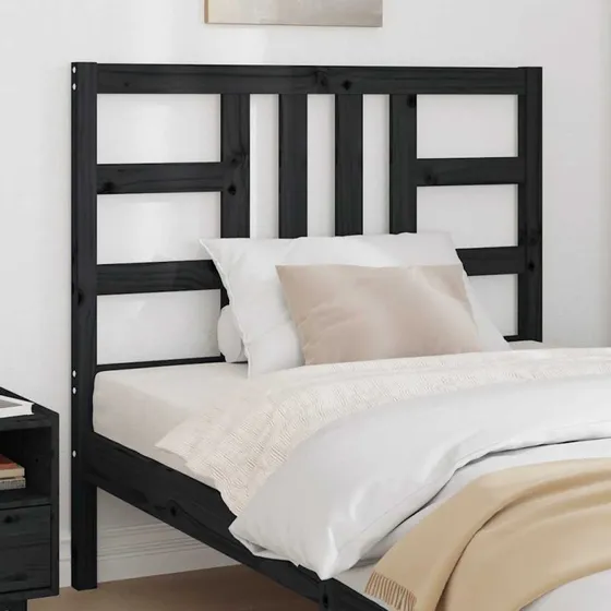 vidaXL sengegærde 106x4x100 cm massivt fyrretræ, sort