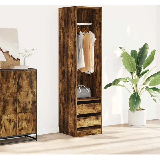vidaXL klædeskab 50x50x200 cm røget egetræ - 2 skuffer
