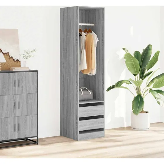 vidaXL klædeskab m. skuffer 50x50x200 cm, grå Sonoma