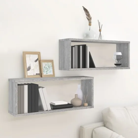 vidaXL væghylder 2 stk 60x15x23 cm konstrueret træ grå sonoma-eg