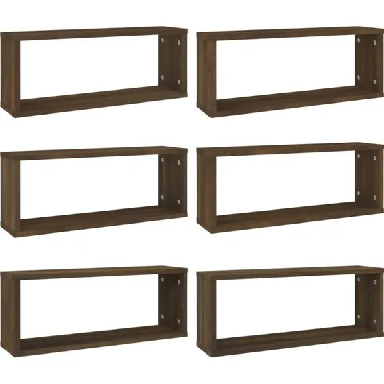 vidaXL væghylder 6 stk 60x15x23 cm - brun egetræ