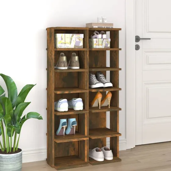 vidaXL Skoreoler 2 stk. 27,5x27x102 cm røget egetræ