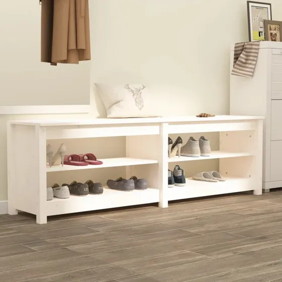 vidaXL skobænk 160x36,5x50 cm massivt fyrretræ hvid