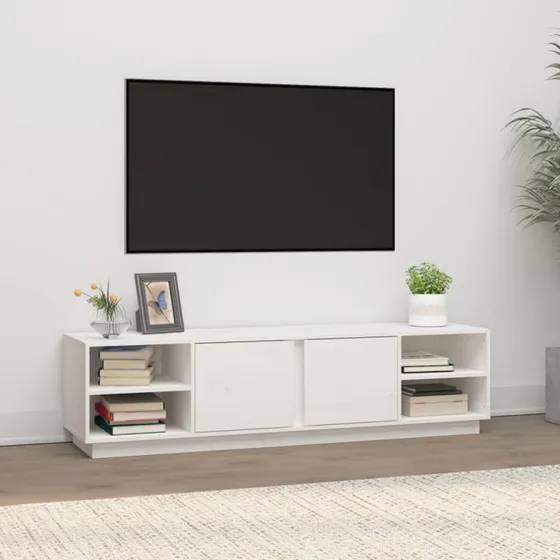 vidaXL TV-bord 156x40x40 cm massivt fyrretræ hvid
