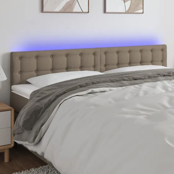 vidaXL sengegavl med LED-lys 180x5x78/88 cm stof gråbrun