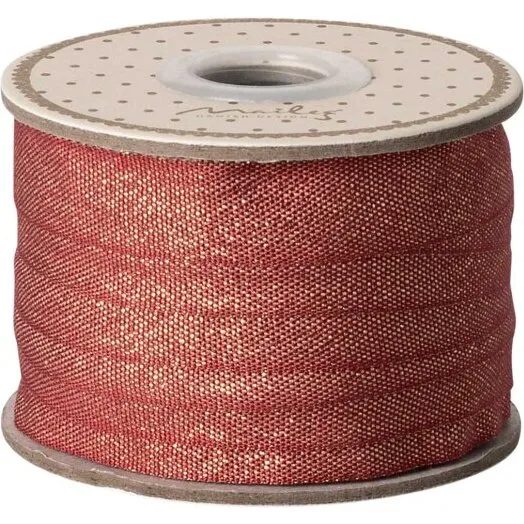 Maileg Bånd 18 mm x 10 m – Rød/Guld