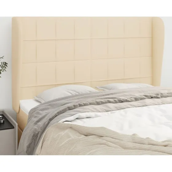 vidaXL sengegavl med kanter 147x23x118/128 cm creme
