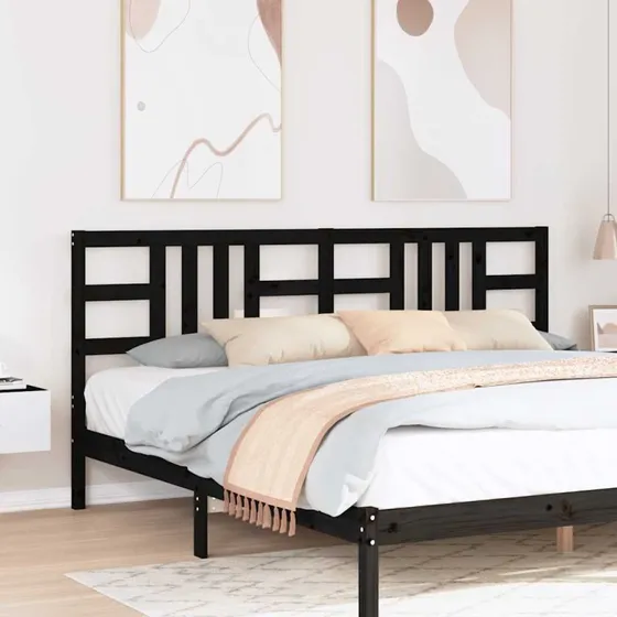 vidaXL sengegrde 206x4x100 cm massivt fyrretr sort