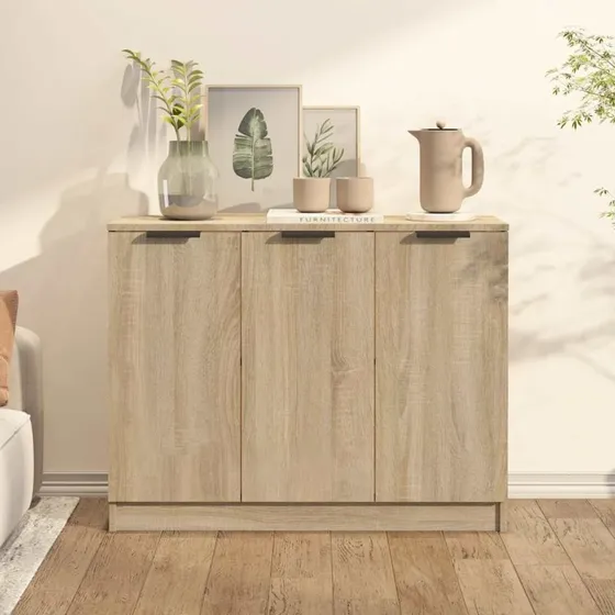 vidaXL skænk 90,5x30x70 cm konstrueret træ Sonoma-eg