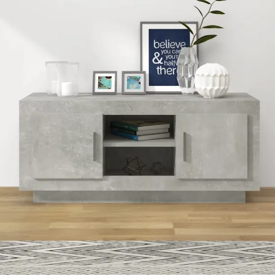 vidaXL TV-bord 102x35x45 cm konstrueret træ, betongrå