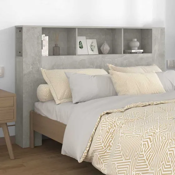 vidaXL sengegavl med opbevaring 160x18,5x104,5 cm betongrå