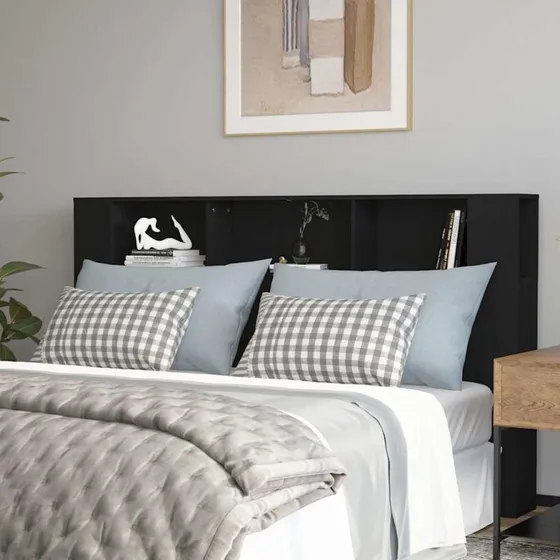 vidaXL sengegavl med opbevaring 180x18,5x104,5 cm sort