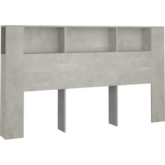 vidaXL sengegavl med opbevaring 180x18,5x104,5 cm betongrå