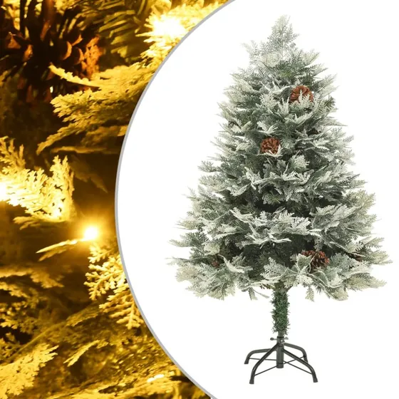 vidaXL juletræ med grankogler og LED-lys 150 cm grøn
