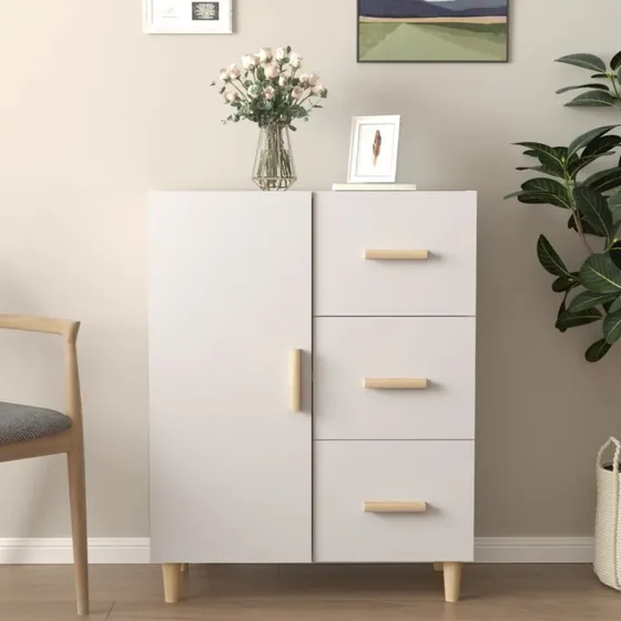 vidaXL skænk 69,5x34x90 cm hvid konstrueret træ
