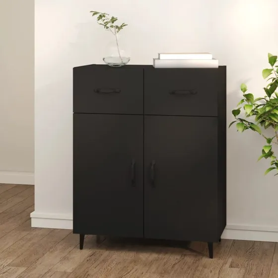 vidaXL skænk 69,5x34x90 cm konstrueret træ sort
