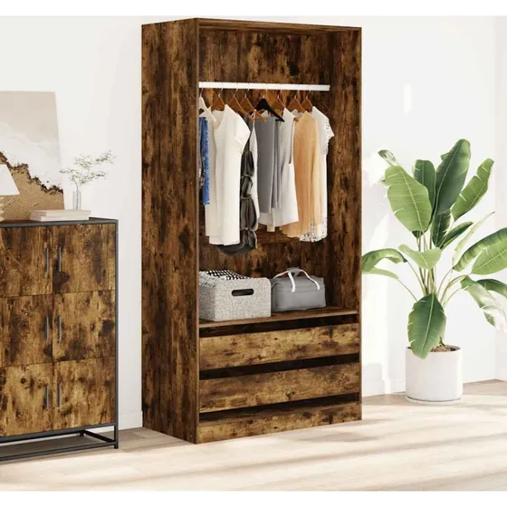 vidaXL kldeskab 100x50x200 cm konstrueret tr, rget eg