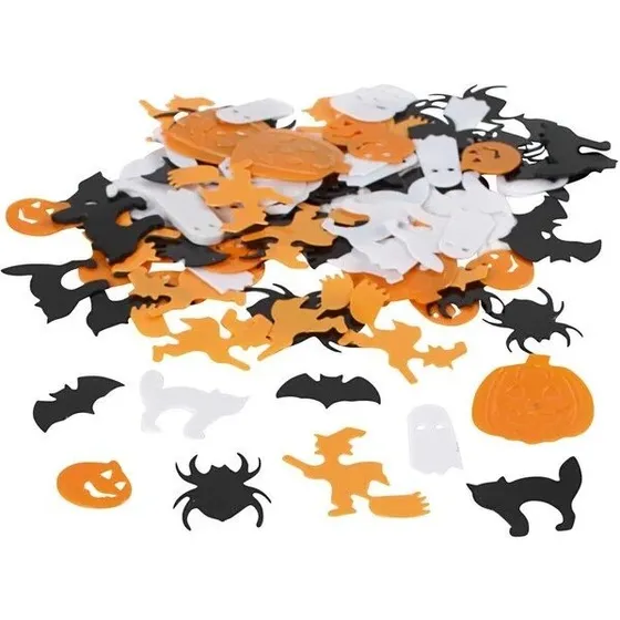Pailletmix Halloween 10-20 mm 250 g (sort/orange/hvid)
