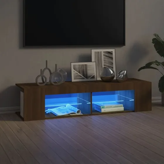 vidaXL TV-bord med LED 135x39x30 cm, brun eg