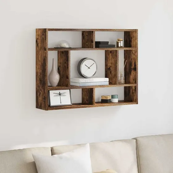 vidaXL væghylde 75x16x55 cm konstrueret træ – røget egetræsfinish