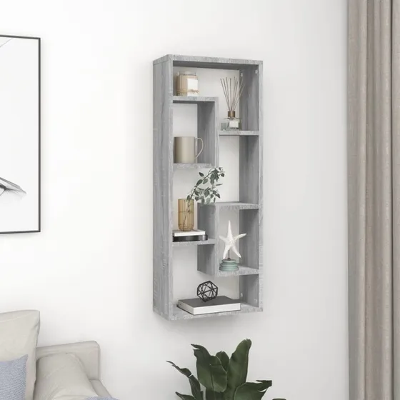 vidaXL væghylde 36x16x90 cm konstrueret træ - grå Sonoma-eg