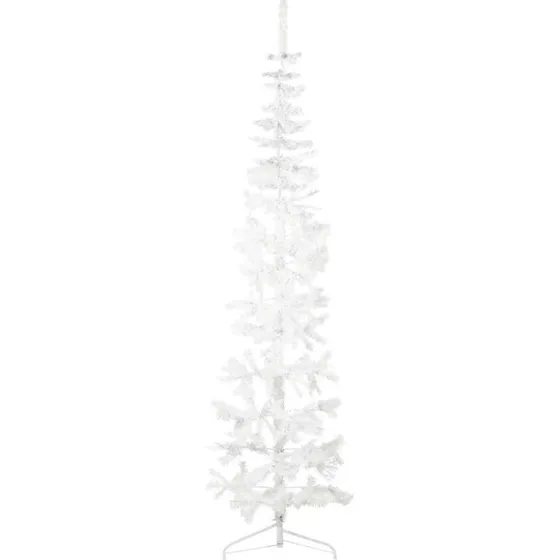 vidaXL halvt kunstigt juletræ 240 cm smalt hvid med fod