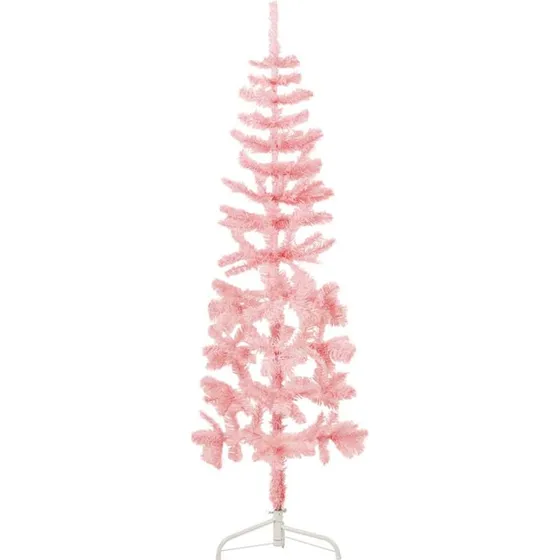 vidaXL kunstigt halvt juletræ 120 cm smalt pink med fod