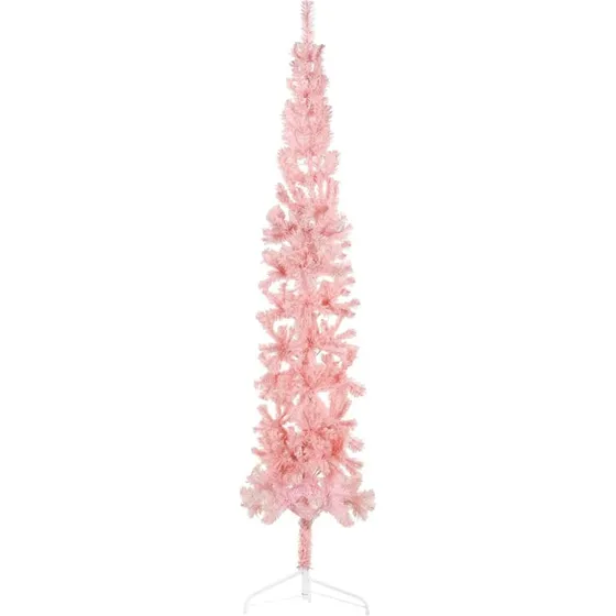 vidaXL kunstigt halvt juletræ 240 cm smalt - pink