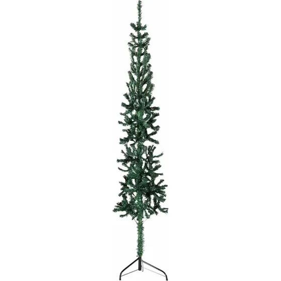 vidaXL kunstigt halvt juletræ 180 cm smalt - grøn med fod