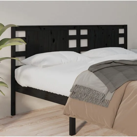 vidaXL sengegærde 166x4x100 cm massivt fyrretræ sort