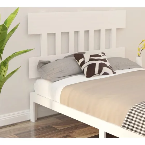 vidaXL sengegrde 123,5x3x81 cm massivt fyrretr hvid