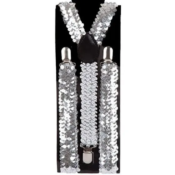 Uden mærke - Sølvseler med pailetter, justérbare (One Size)