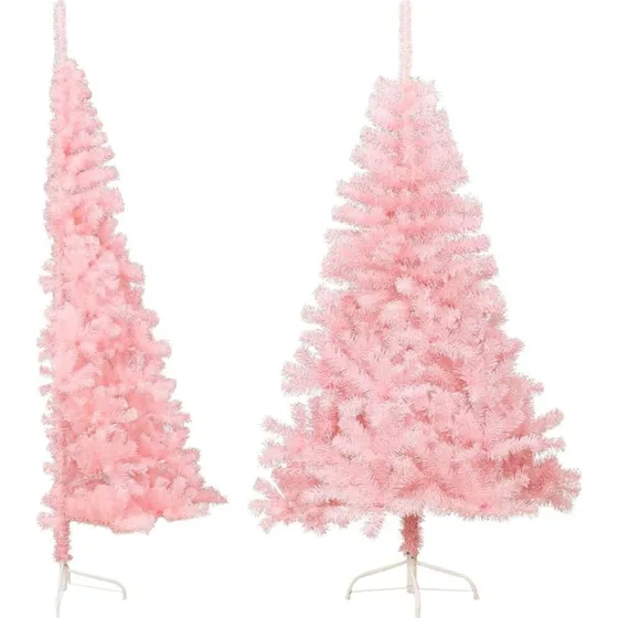 vidaXL halv juletræ 180 cm PVC pink med stålfod