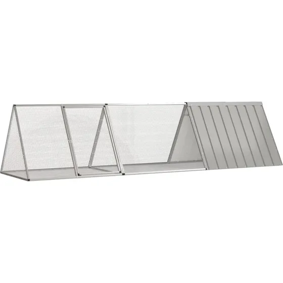 vidaXL kaninbur grå 302,5x80,5x71 cm galvaniseret stål