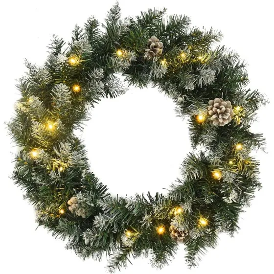 vidaXL julekrans 60 cm med 30 LED PVC grøn