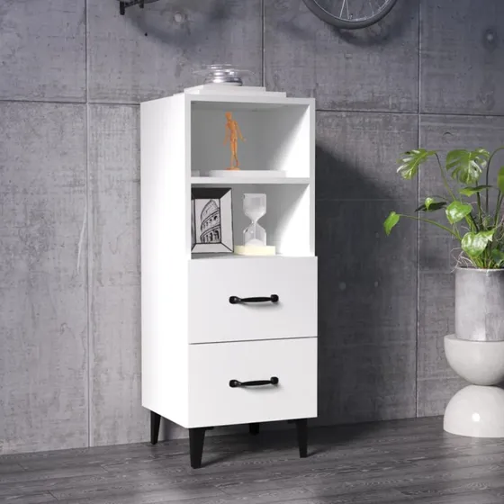 vidaXL skænk 34,5x34x90 cm konstrueret træ hvid